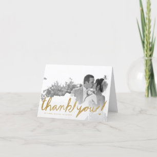 Stylish Faux Glitter Photo White Thank You Card