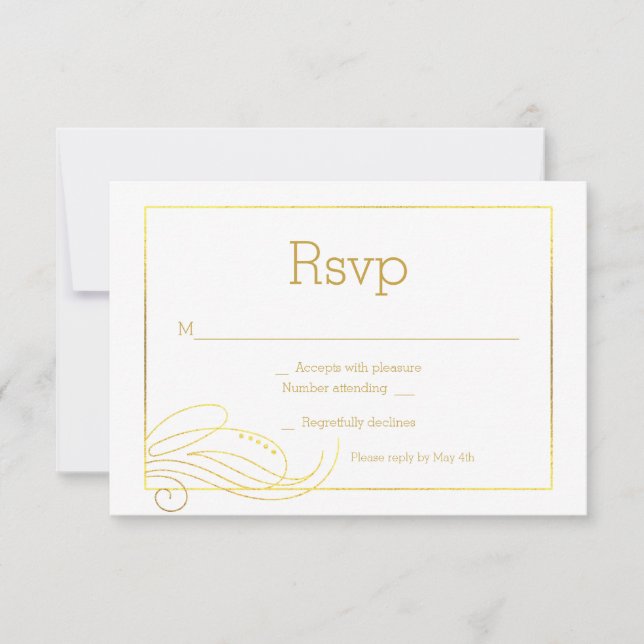 Stylish Faux Gold Foil Rsvp Card (Front)