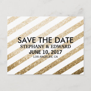 Stylish Faux Gold Glitter Save the Date Postcard
