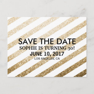 Stylish Faux Gold Glitter Save the Date Postcard