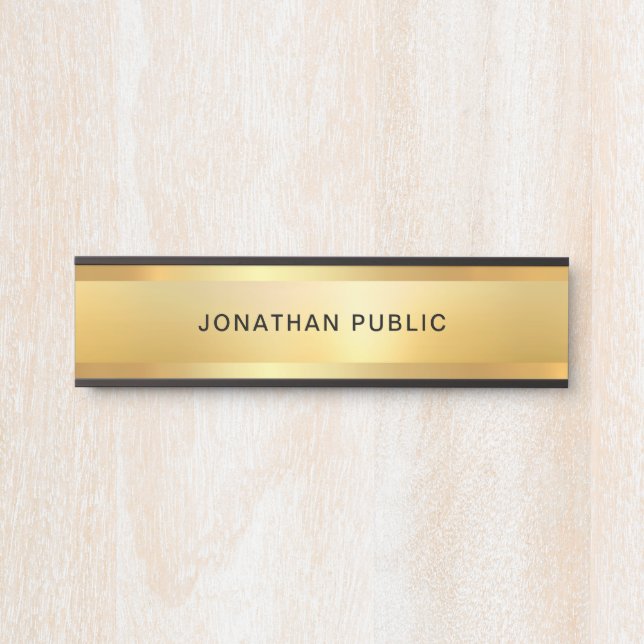 Stylish Faux Gold Modern Glamourous Template Door Sign (Front)