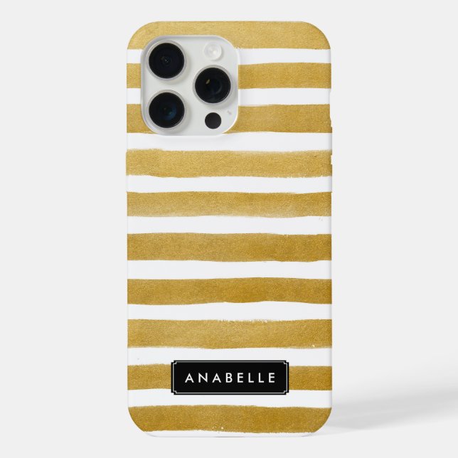 Stylish Faux Gold Stripes iPhone Case (Back)