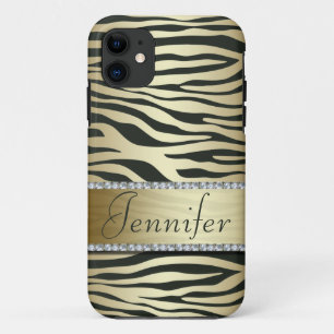 Stylish Faux Jewelled Zebra Print iPhone Case