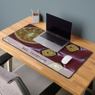 Stylish Faux Leather Rhinestone Office Mat