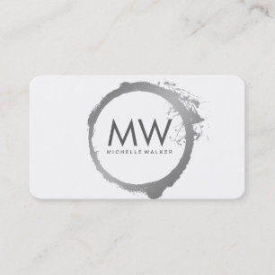 Stylish Faux Silver Ring with Chic Monogram Business Card