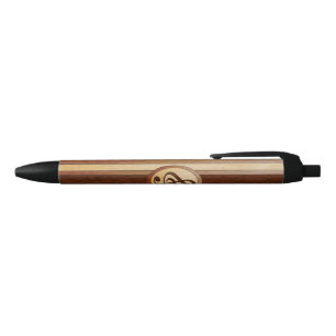 Stylish Faux Wood Treble Clef Inlay Black Ink Pen