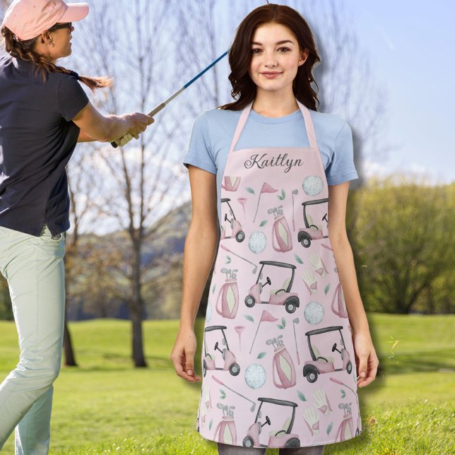Stylish Feminine Golf Design and Name Apron (Creator Uploaded)