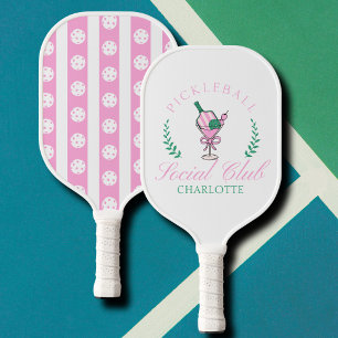 Stylish Feminine Pink Custom Name Pickleball Paddle