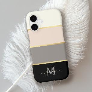 Stylish Feminine Stripes Pattern with Monogram