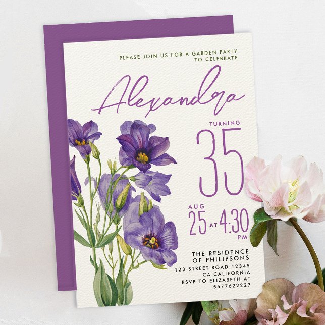 Stylish Feminine Violet Purple Flowers Botanical Invitation (Creator Uploaded)