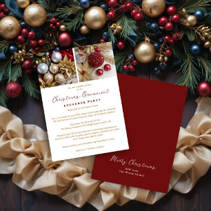 Stylish Festive Christmas Ornament Exchange Party  Invitation