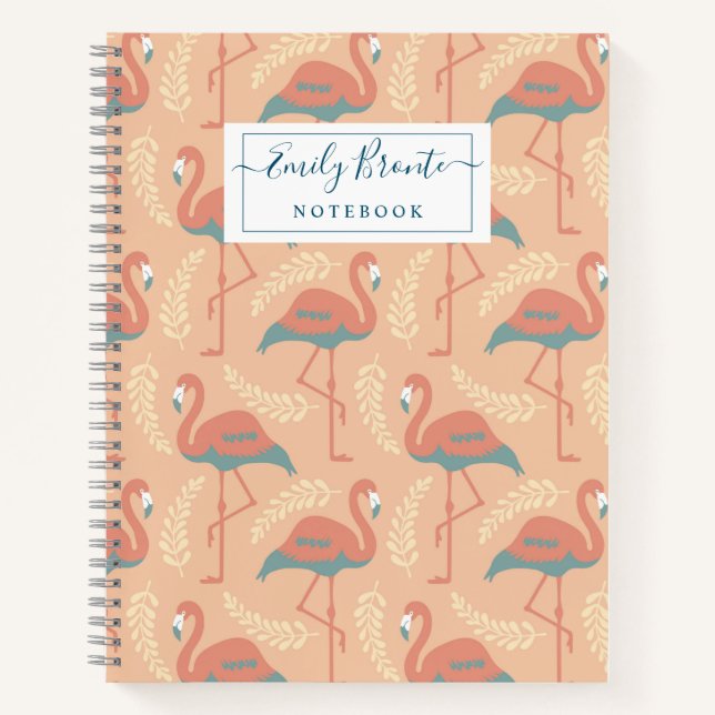 Stylish Flamingo Art Deco inspired pattern  Notebook (Front)