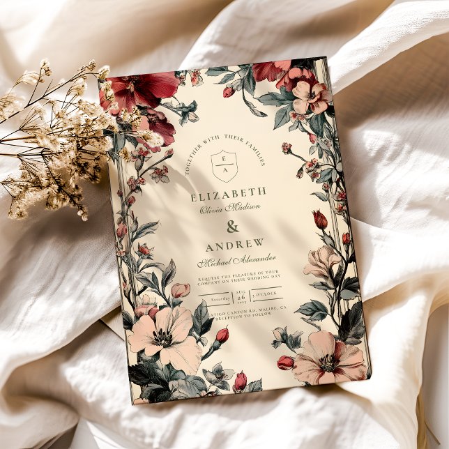 Stylish Floral Art Nouveau Wedding Invitation (Creator Uploaded)