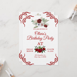 Stylish Floral Birthday Invitation Card