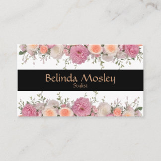 Stylish Floral Bouquet Pink Peach Blooms Business Card