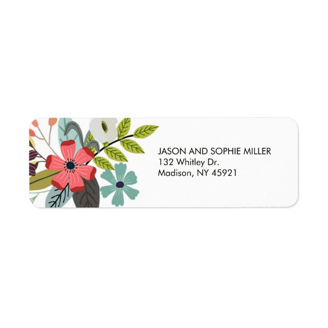 Stylish Floral Bouquet Return Address (Front)