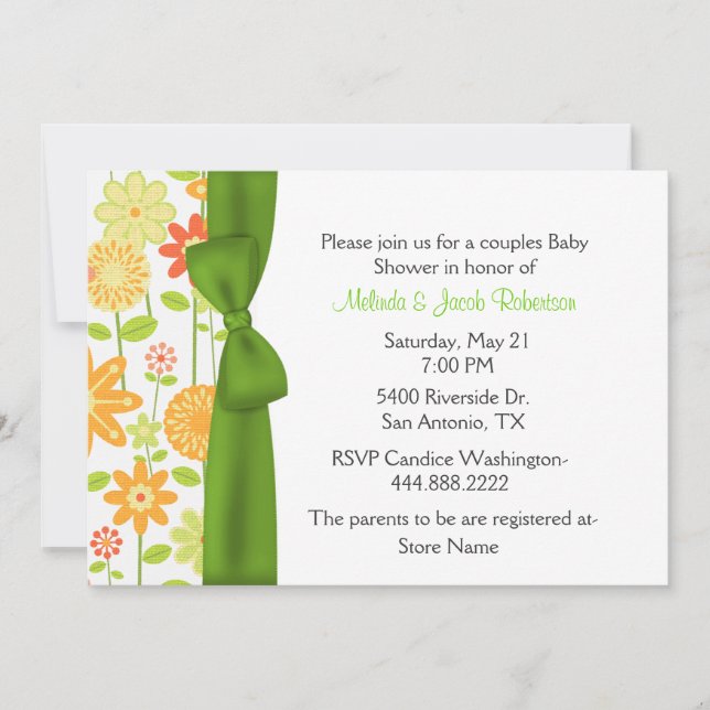 Stylish Floral Couples Baby Shower Invitation (Front)