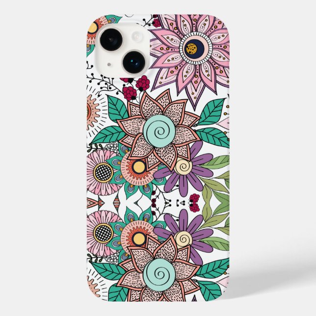 Stylish floral doodles vibrant design Case-Mate iPhone case (Back)