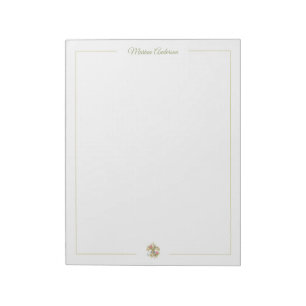 Stylish floral Fleur de Lys  Personalised Name Notepad