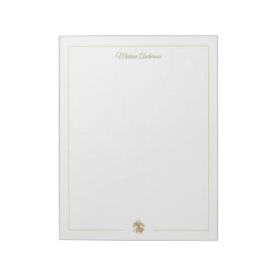 Stylish floral Fleur de Lys  Personalised Name Notepad