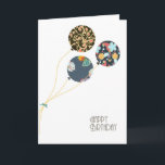Stylish Floral Happy Birthday Balloons Card<br><div class="desc">"happy birthday",  happy,  birthday,  bday,  "birthday card",  "bday card",  dark,  floral,  damask,  black,  navy,  blue,  swirling,  swirly,  swirls,  swirl,  balloon,  balloons,  stylish,  sophisticated,  classy,  classic,  pretty,  girly,  ribbon,  white,  clean,  fresh,  simple,  damask,  celebration,  celebrate,  party,   flowers,  flower,  flowery,  feminine,  woman,  women,  girls,  elegant</div>