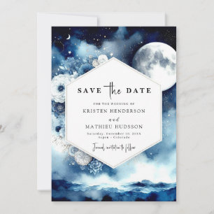 Stylish Floral Moonlit Wedding Save The Date