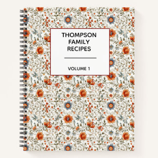 Stylish Floral Neutrals Personalised Recipe Notebook