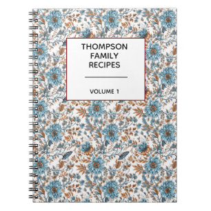 Stylish Floral Neutrals Personalised Recipe  Notebook