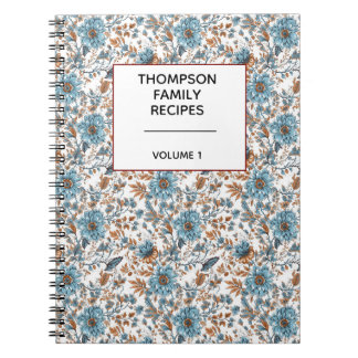 Stylish Floral Neutrals Personalised Recipe Notebook