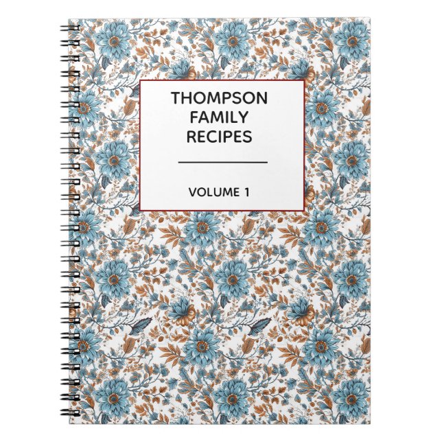 Stylish Floral Neutrals Personalised Recipe  Notebook (Front)
