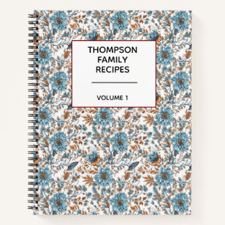 Stylish Floral Neutrals Personalised Recipe Notebook