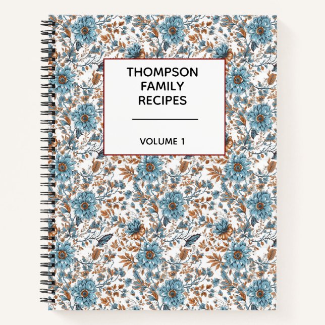 Stylish Floral Neutrals Personalised Recipe  Notebook (Front)