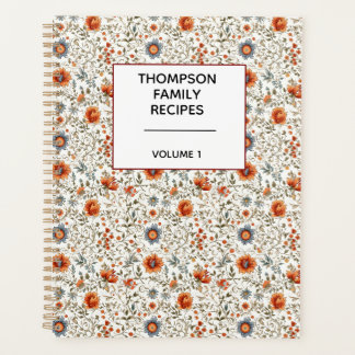 Stylish Floral Neutrals Personalised Recipe Planner