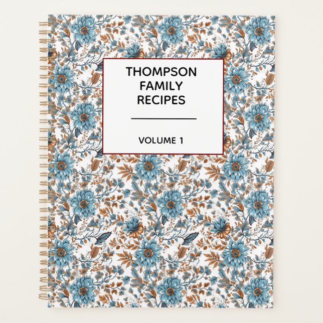 Stylish Floral Neutrals Personalised Recipe  Planner (Front)
