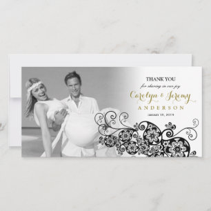 Stylish Floral Paisley Boho Chic Wedding Thank You Card