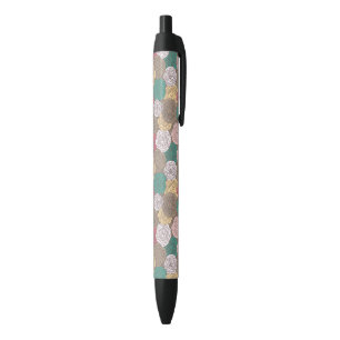Stylish floral pattern. Bright floral Black Ink Pen