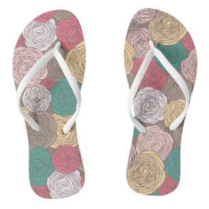 Stylish floral pattern. Bright floral Flip Flops