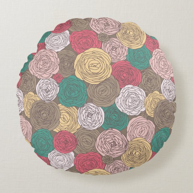 Stylish floral pattern. Bright floral Round Cushion (Front)