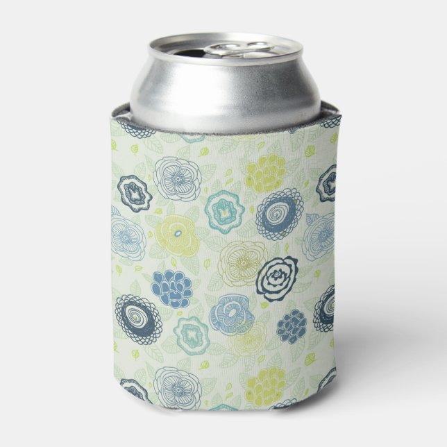 Stylish floral pattern with cute flowers can cooler (Can Front)