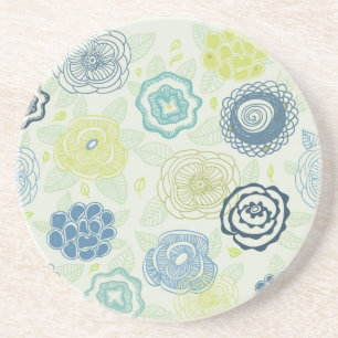 Stylish floral pattern with cute flowers coaster