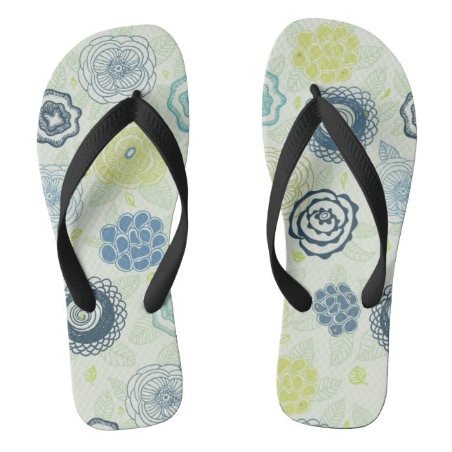 Stylish floral pattern with cute flowers flip flops (Footbed)