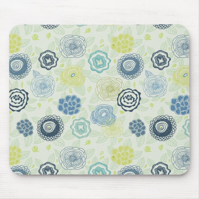 Stylish floral pattern with cute flowers mouse mat (Front)