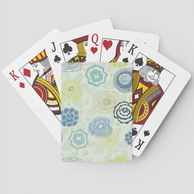 Stylish floral pattern with cute flowers playing cards (Back)