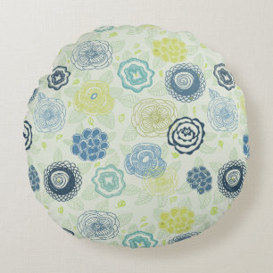 Stylish floral pattern with cute flowers round cushion