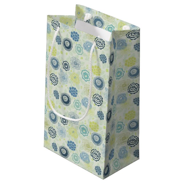 Stylish floral pattern with cute flowers small gift bag (Back Angled)