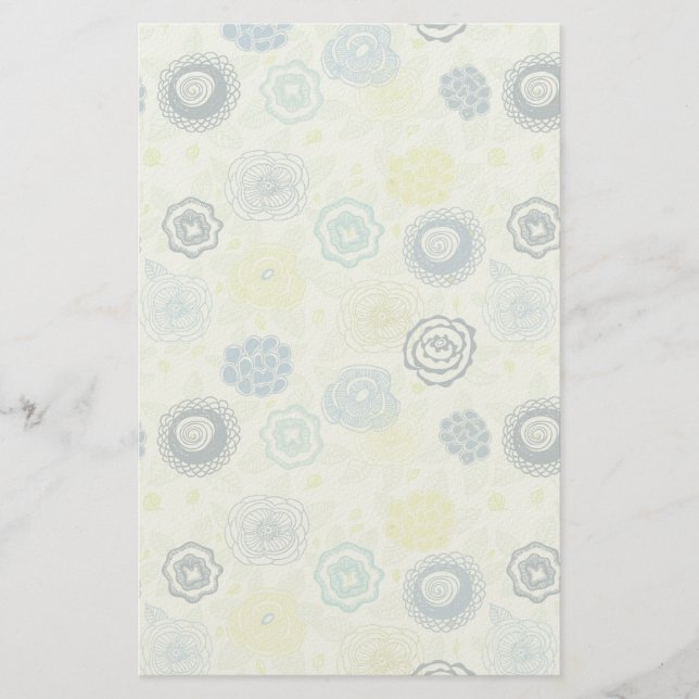 Stylish floral pattern with cute flowers stationery (Front)