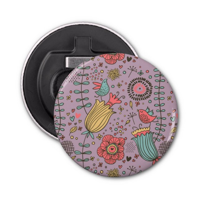 Stylish floral pattern with flowers bottle opener (Front)