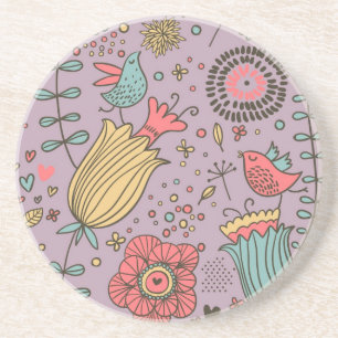 Stylish floral pattern with flowers coaster