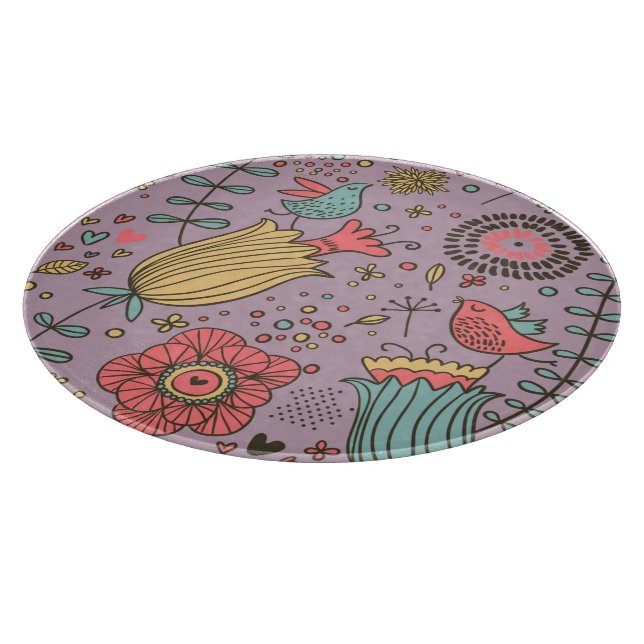 Stylish floral pattern with flowers cutting board (Corner)