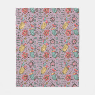 Stylish floral pattern with flowers fleece blanket